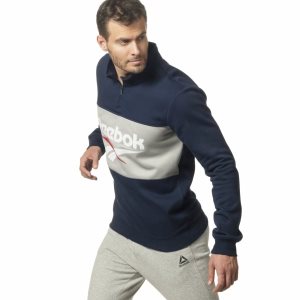 Reebok Classic Vector Quarter Zip Sweatshirt Herren - Navy - DE 716-KYN